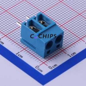 KF300-5.0-2P <b>Screw</b> Terminal <b>Block</b> Through hole Component (THT),P=5mm Connector 1x2P 5mm Blue Through Hole - Product Image 1