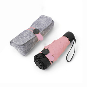 Parapluie de poche compact et portable, anti-UV, en caoutchouc noir, à cinq plis et six baleines, pour femmes, pour fabricants - Product Image 6