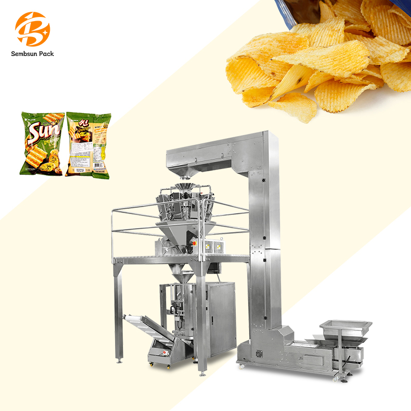 Automatische Gepofte Aardappelchips Banaan Weegbree Chips Snack Frietzakje Chips Verpakkingsmachine