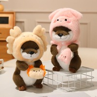 Peluche Costume Otter Fishing Squad en polyester, avec accessoires de pêche (poisson, crevette, crabe et pieuvre), jouet pour machine à griffes, cadeau d'anniversaire
