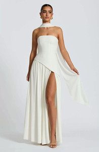 Robes de <span class=keywords><strong>Demoiselle</strong></span> <span class=keywords><strong>d</strong></span>'<span class=keywords><strong>Honneur</strong></span> Sans Bretelles pour Femmes, <span class=keywords><strong>Robe</strong></span> de Soirée Formelle en Satin Froncé avec Fente et Corset, <span class=keywords><strong>Longue</strong></span> Écharpe Incluse - Product Image 3