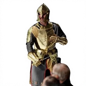 Gothique Médiéval Demi Armure de Corps Cuirasse Finition Laiton Armure en Acier Cosplay Pauldrons Gantelets-Pour Costume d'Halloween Adulte - Product Image 1