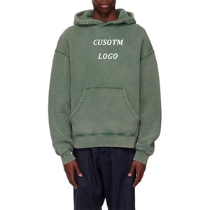 Sweat-shirt à capuche surdimensionné en molleton de coton pour homme avec poche kangourou et logo personnalisé – Vente en gros - Product Image 3