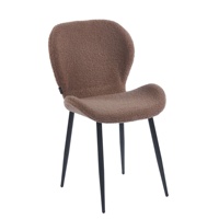 Chaise de salle à manger confortable, moderne, empilable, imperméable, à dossier haut, avec revêtement en velours Teddy pour la maison, l'appartement, l'hôtel, le restaurant