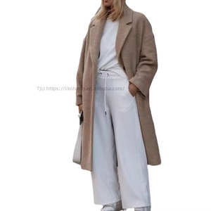Women's Fall/Winter Long-Sleeve Collared Fleece-<b>Lined</b> Top Long Warm <b>Coat</b> Fashion - Product Image 2