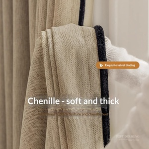 Rideau occultant en chenille de qualité supérieure, design rayé, haute occultation pour chambre à coucher, fenêtre en <span class=keywords><strong>baie</strong></span> et fenêtre octogonale - Product Image 4