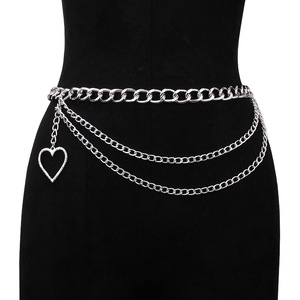 Chaîne de taille en forme de cœur en alliage de zinc avec strass, ceinture décorative pour femme, chaîne de corps tendance pour usage quotidien - Product Image 3