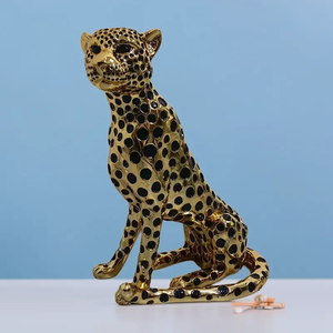 Ornamento di scultura di leopardo fatto a mano di lusso ecologico con statua in resina con Design <span class=keywords><strong>pantera</strong></span> maculata - Product Image 1
