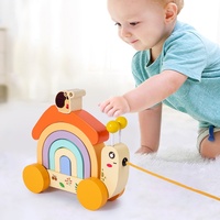 Blocs de construction en bois Beiyang Snail Trailer pour l'éducation précoce des jeunes enfants, jouets arc-en-ciel pour la reconnaissance des couleurs