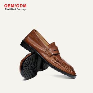 Mocasines Retro Personalizados OEM para Hombre, Parte Superior de Cuero Vacuno de Primera Calidad, Suela Goodyear, Punta Puntiaguda, Sin Cordones, Zapatos de Oficina para Negocios - Product Image 2