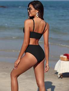 Damen High-Cut Halter Tankini Badeanzug mit Bauchkontrolle aus Spandex/Polyester, schnelltrocknend, mit gewaschenem transparentem Mesh, 2-teilig, Übergröße - Product Image 6