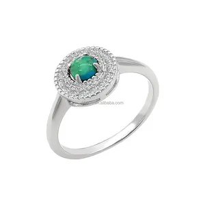 Hete Verkoop S925 Klassieke Zilveren Sieraden Ring Voor Vrouwen Cadeau Met Natuurlijke Turquoise Witte Zirkoon Edelsteen