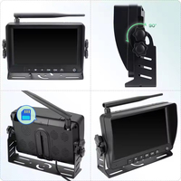 Kit de caméra avant et arrière sans fil rechargeable HD 1080P 7 pouces avec batterie solaire étanche IP68 pour chariot élévateur