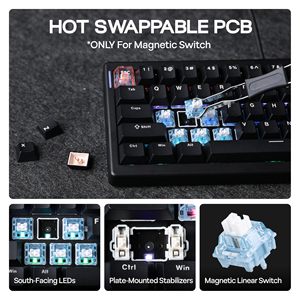 Teclado Gaming Compacto <span class=keywords><strong>CIDOO</strong></span> C60 HE con Efecto Hall, 60%, Interruptores Silenciosos Sin Contacto, Junta Poron, Hot-Swap, Controlador Web para PC - Product Image 6