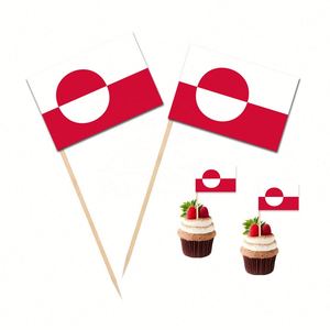 Banderas de Pastel Desechables Personalizadas al por Mayor de 3.5x2.5cm para Eventos Deportivos, Juego de Pelota con Palillo de Greenland - Product Image 1
