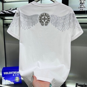 Lot de T-shirts pour hommes 100 % <span class=keywords><strong>coton</strong></span> à col rond, 4 pièces, en tissu tricoté uni avec élasthanne, 230 g, 250 g/m², vente en gros - Product Image 1
