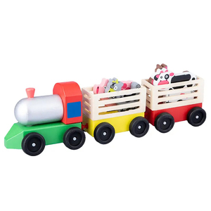 Trenino giocattolo in legno con animali da fattoria suino cavallo <span class=keywords><strong>capra</strong></span> bambini primo compleanno giocattolo regalo di natale - Product Image 1