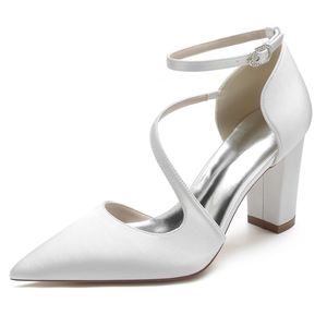 <span class=keywords><strong>Scarpe</strong></span> da <span class=keywords><strong>Sposa</strong></span> di Lusso con Tacco Quadrato, <span class=keywords><strong>Comode</strong></span> Calzature <span class=keywords><strong>Bianche</strong></span> Slip-On per la <span class=keywords><strong>Sposa</strong></span>, Primavera-Estate - Product Image 3