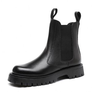 Mens <b>Spring</b> Chelsea <b>Boots</b> Genuine Leather British Style Work Knee-High Rubber Outsole Hand-Painted Casual Ankle Round Toe Dsyx - Product Image 6