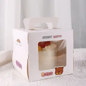 Toptan 4 inç taşıması kolay 2022 Pop Up tarzı kek uzun kutuları toplu sufle kek tatlı ekmek paketleme kollu kutu