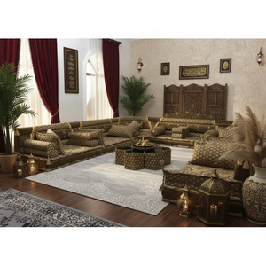 Estilo otomano árabe Majlis Oriental piso asientos sofá lana alfombra cortina Mesa conjunto 25cm altura sentada muebles para el hogar - Product Image 3
