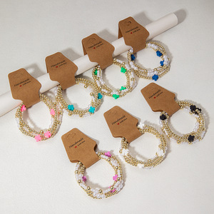 Set di Braccialetti dell'Amicizia <span class=keywords><strong>2026</strong></span> per Donne, 4 Pezzi/Set, Bracciali Regolabili con Perline e Ciondoli a Croce, Colorati ed Elastici, Regalo Boho Impilabile - Product Image 1