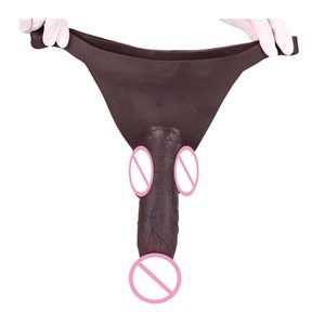 FAAK Silicone Hollow Penis Sleeve Thong Black Color Cock Extender Wearable <b>Dildos</b> Pants Mens Cock Enlarger Adult Pegging Toys - Product Image 3
