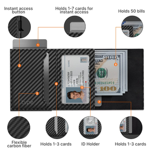 Echt Microfiber Leer Rfid Blokkerende Kaarthouder Multifunctioneel Automatisch Voor Pop Aluminium Rits Muntzak - Product Image 3