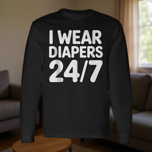 T-shirt à manches longues « Je porte des couches 24h/24, 7j/7 » – Vêtement promotionnel - Product Image 3
