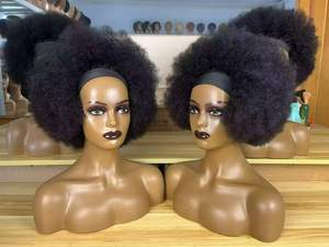 Perruques bandeau bouclées <span class=keywords><strong>afro</strong></span> crépues et volumineuses, 100% cheveux humains véritables, fabriquées à la machine, pour femmes noires, <span class=keywords><strong>demi</strong></span>-<span class=keywords><strong>perruque</strong></span> sans colle, fournisseur - Product Image 4