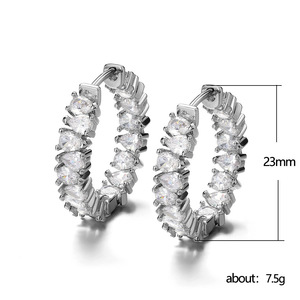 Orecchini a Cerchio con Pietra a Goccia Singola per Donne, Gioielli Eleganti e alla Moda - Product Image 5