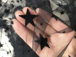 Широкая черная сетчатая Тюлевая ткань со звездами на Хэллоуин для украшения или юбки для девочек - Product Image 4