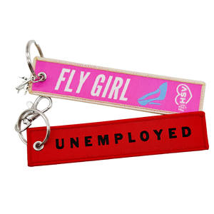 Porte-clés en tissu personnalisé avec logo d'avion de ligne texte de broderie porte-clés porte-clés brodé - Product Image 3