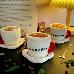 Porte-clés en peluche mignon en forme de tasse de café, jouets en peluche, breloques en peluche, porte-clés de dessin animé, porte-clés de café moelleux, poupée de machine à griffes - Product Image 4