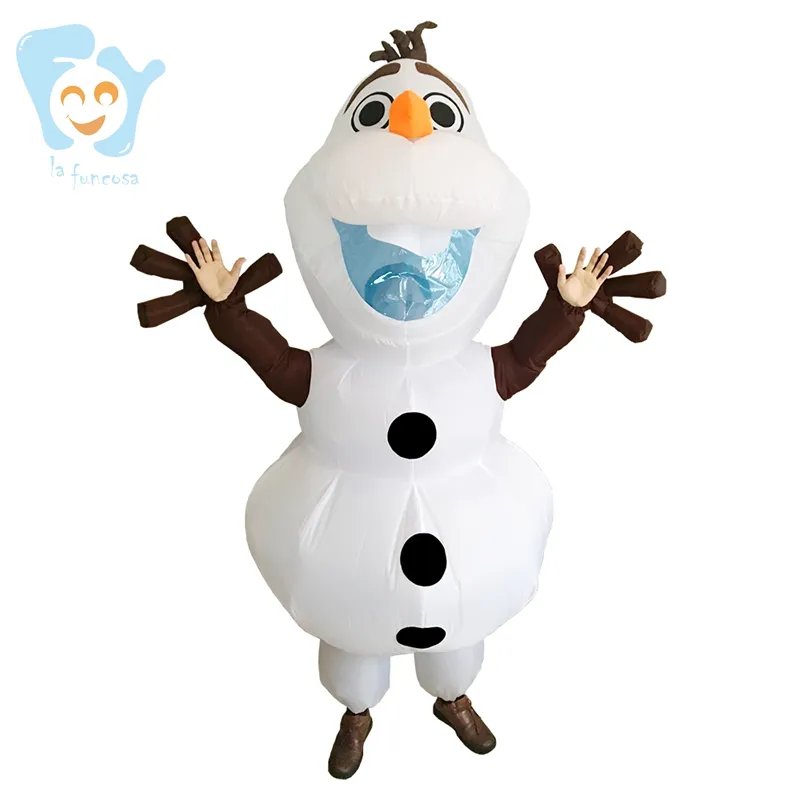 Fantasia inflável do homem de neve da la engraçada, natal e ano novo, cosplay, mascote, boneco de neve