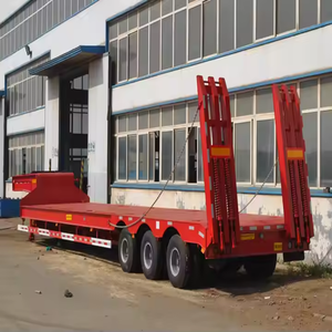 Semirremolque de plataforma baja de 3/4/5 ejes y 60 toneladas con cuello de cisne hidráulico de acero para transporte - Product Image 3