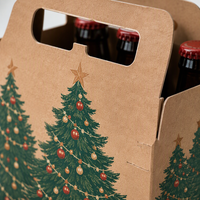 Porte-bouteilles et porte-canettes en carton recyclé, thème Noël, écologiques, 4/6 packs, portables