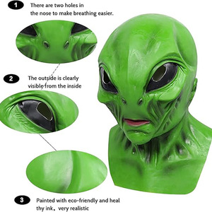 Realistic Full Face Halloween <strong>Mask</strong> Green <strong>Scary</strong> Latex Alien <strong>Mask</strong> for Adult - Product Image 4