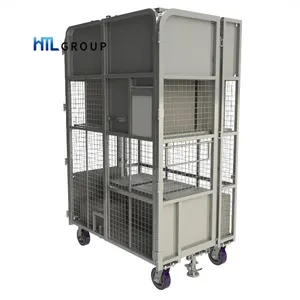 Powder Coating Security Precious Cargo Anti-theft Durable Professional Steel Roll Cart Trolley