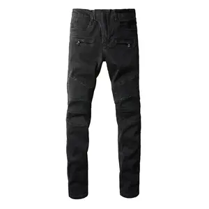 Rts For Drop shipping 964 China supplier elastic Cotton Fabric Breathable Custom Casual Plus Size Men Biker Style jeans for men