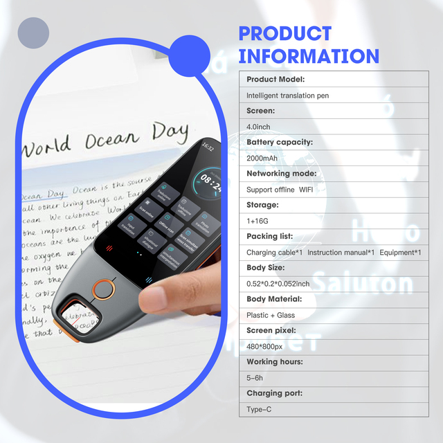 Hot Sale H50A AI Translation Pen Offline Scanning, Photo and Voice Translation of Arabic and Cantonese Scanning Pen for Business