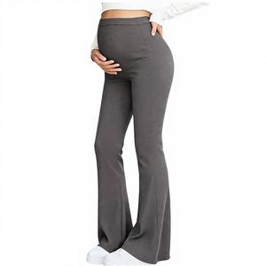 Leggings de yoga de maternité noir, bleu, gris, marron avec ceinture de soutien croisée pour le ventre, taille haute, coupe évasée, style européen et américain - Product Image 1