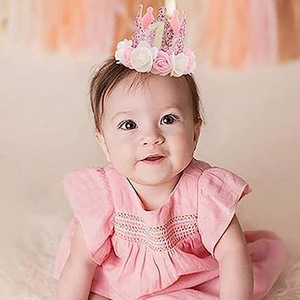 Couronne de fleurs rose pour le premier anniversaire 2026, chapeau décoratif de fête pour bébé fille, couronne de 1er anniversaire - Product Image 2