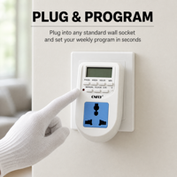 CNFLY Mini Multifunktionaler Automatischer Digitaler Timer-Steckdosen-Schalter für Zuhause 7-Tage Wöchentlich Programmierbar Batteriebetrieben