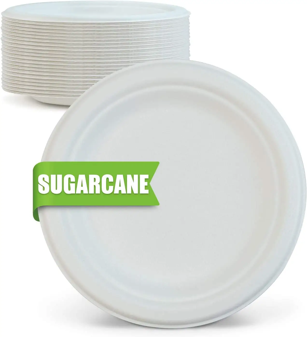 Tek kullanımlık gıda ambalajı 6 "8" yuvarlak şeker kamışı küspe hamuru biyobozunur gıda plakası