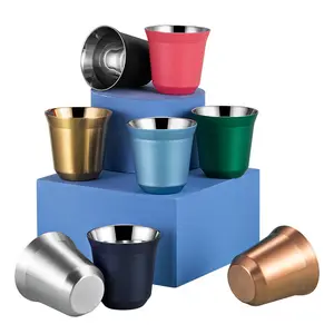 Wholesale Luxury Stainless Steel Espresso Cups Unbreakable Plastic Free 80ml Small Espresso cup
