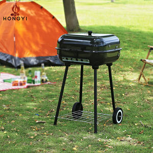 Parrilla de carbón HONGYI, portátil, para exteriores, camping, estufa metálica sin humo, con ruedas y rejilla. - Product Image 1