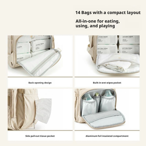 <span class=keywords><strong>Sac</strong></span> à <span class=keywords><strong>dos</strong></span> de maternité en nylon léger et imperméable, grande capacité, multi-poches, pour les soins de bébé, idéal pour les voyages et les mamans - Product Image 2