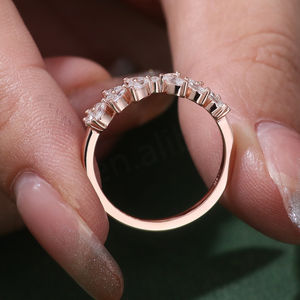 Anillos de Joyería de Oro Sólido Personalizados de 18K, 14K y 10K con Diamantes Naturales Marquise en Oro Rosa, Anillos Finos Hechos a Mano, Anillo de Bodas para Mujer - Product Image 3