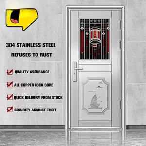 Puerta de Seguridad de Acero Inoxidable de Diseño Moderno, Resistente a la Corrosión, Doble Apertura, Función Antirrobo para Apartamento - Product Image 4